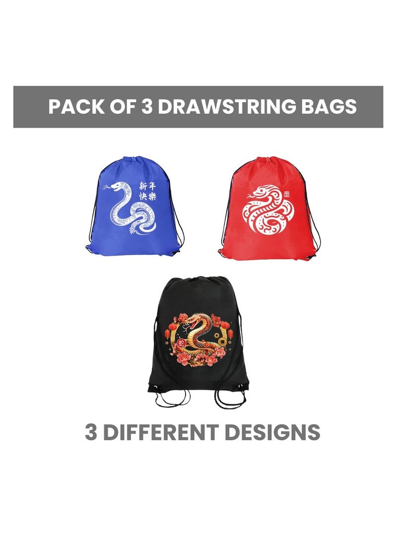 PRINTSHOP4ME Chinese New Year Pack Of 3 Drawstring Bags For Men And Women-Durable Sports Backpack For Kids,Great For School And College,Everyday Use,Lightweight With Printed - Image 2