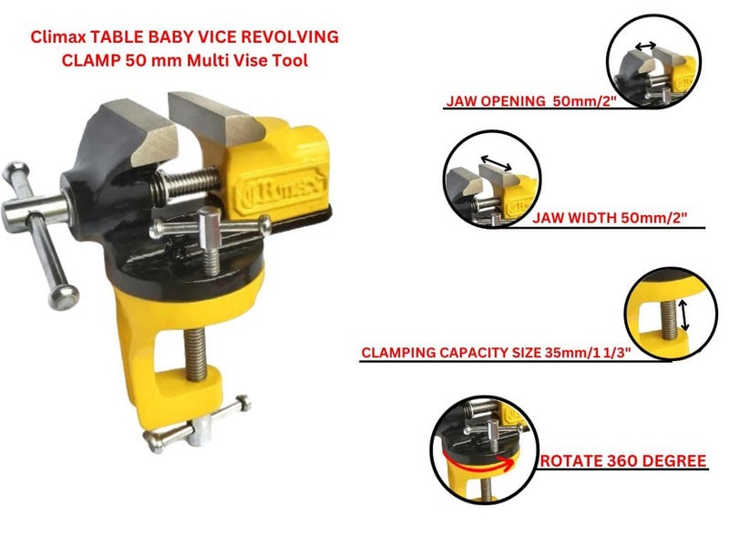 CLIMAX TABLE BABY VICE REVOLVING CLAMP 50MM [PROFESSIONAL] 2" INCH - Image 2