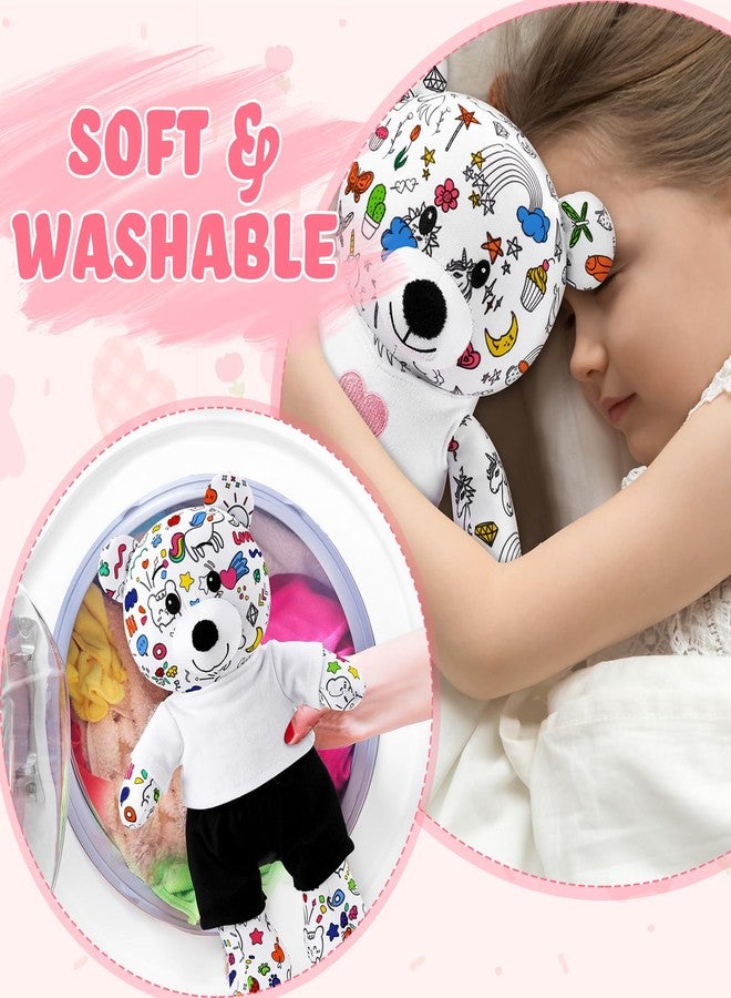 Yeyeplum 2 Pcs 14 Inch Large Coloring Bears Stuffed Animal Back to School Doodle Plush Bears with Clothes Bulk Washable Markers Pens Kids Drawing Art Crafts Students Prize Gifts Classroom Supplies - Image 5