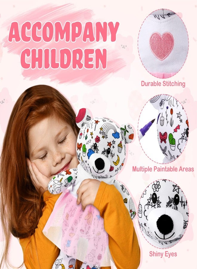 Yeyeplum 2 Pcs 14 Inch Large Coloring Bears Stuffed Animal Back to School Doodle Plush Bears with Clothes Bulk Washable Markers Pens Kids Drawing Art Crafts Students Prize Gifts Classroom Supplies - Image 3