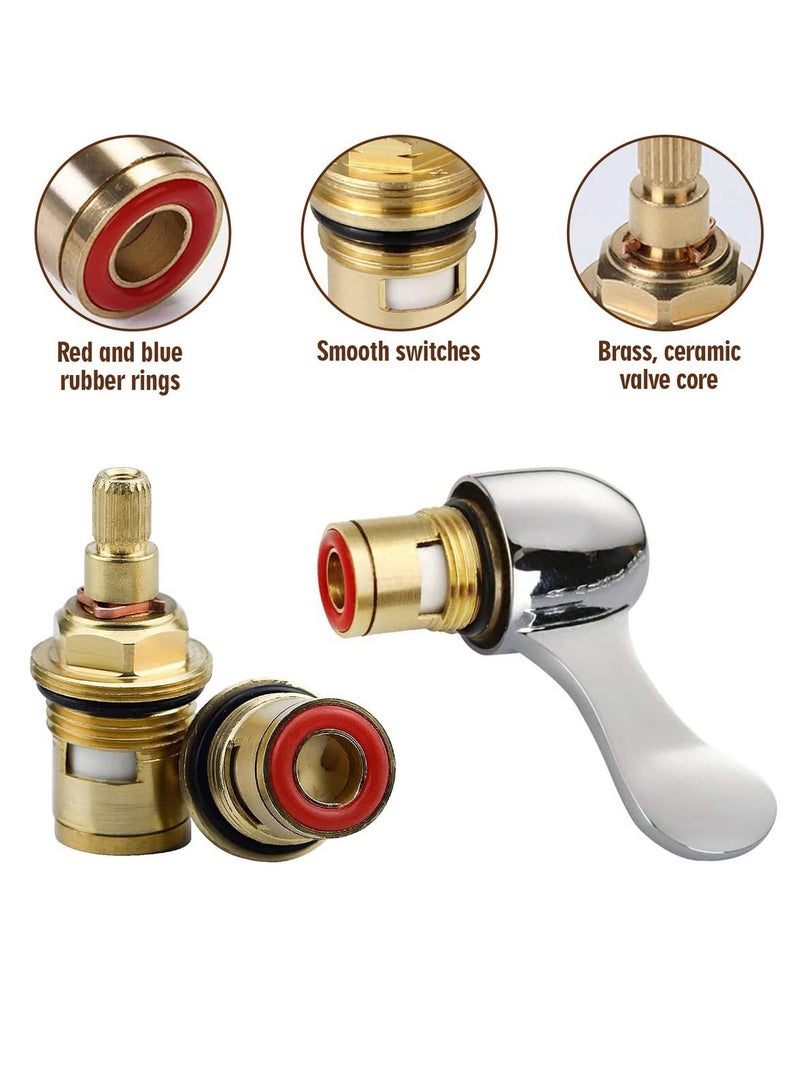 Zikra Brass Bathroom Sink Faucet Valve Stem, 2Pcs Hot, and Cold Ceramic Disc Stem Valve Repair Bathroom Faucet Stem Cartridge Replacement - Brass Kitchen faucet Cartridge Replacement for Kitchen Sink - Image 5