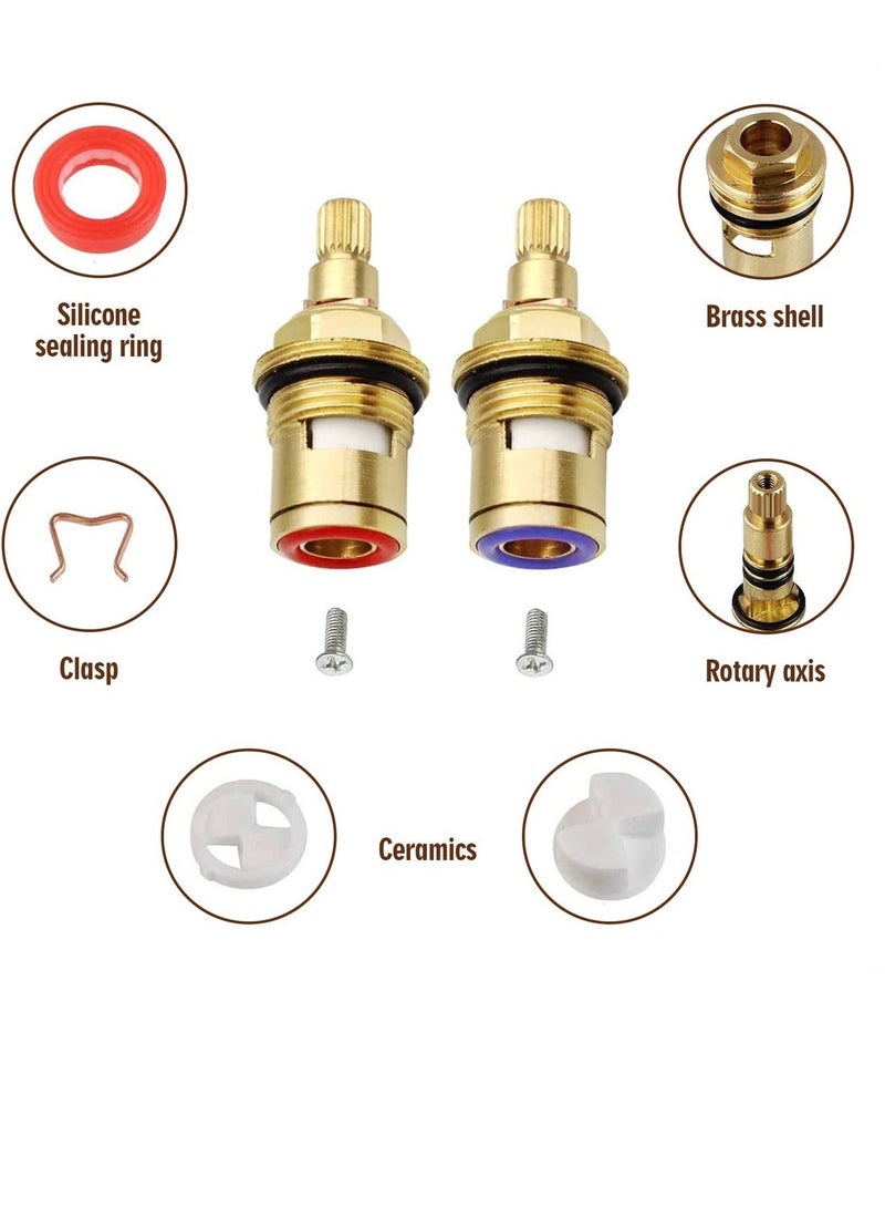 Zikra Brass Bathroom Sink Faucet Valve Stem, 2Pcs Hot, and Cold Ceramic Disc Stem Valve Repair Bathroom Faucet Stem Cartridge Replacement - Brass Kitchen faucet Cartridge Replacement for Kitchen Sink - Image 4