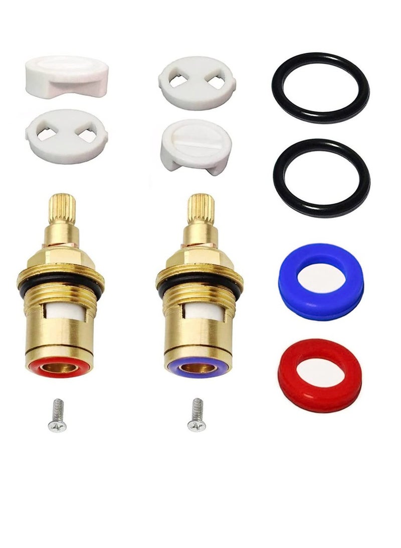 Zikra Brass Bathroom Sink Faucet Valve Stem, 2Pcs Hot, and Cold Ceramic Disc Stem Valve Repair Bathroom Faucet Stem Cartridge Replacement - Brass Kitchen faucet Cartridge Replacement for Kitchen Sink - Image 3