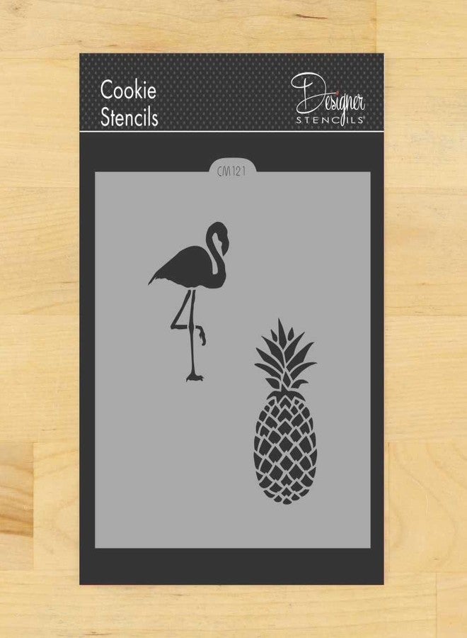 Designer Stencils Flamingo and Pineapple Cookie and Craft Stencil | Reusable Painting Stencils for DIY Crafts Scrapbooking | CM121 by Designer Stencils - Image 1