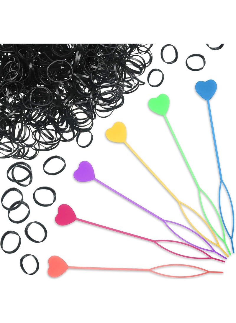 WILLBOND 6 Pcs Hair Beader Tool for Braids 1000 Pcs Mini Rubber Bands Quick Beader Automatic Hair Braiding Tool PonytailDelicate Colors 
