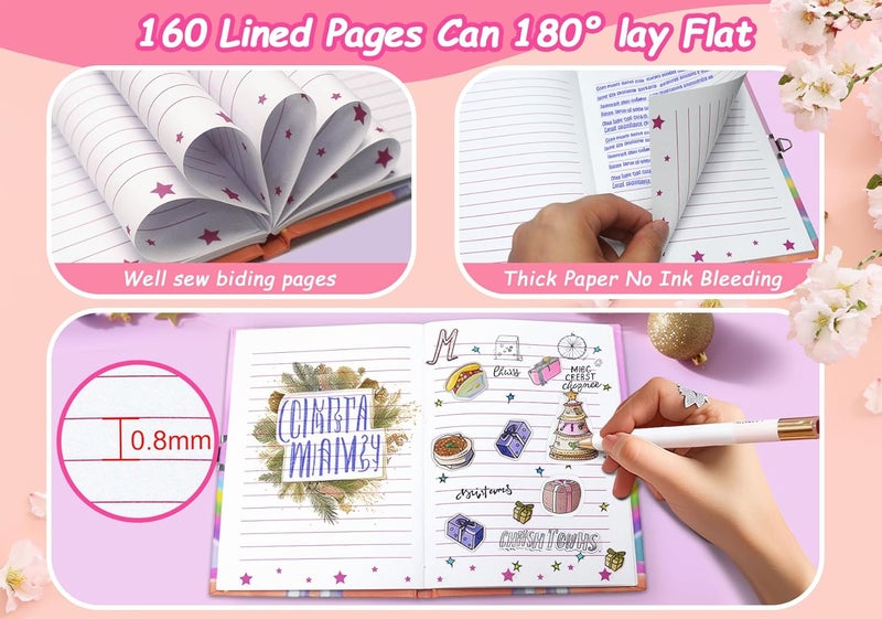GINMLYDA Girls Diary with Lock for Kids, 7x5.25 Inches 160 Lined Pages Secret Unicorn Notebook for Girls Journal with Lock for Kids Pre School Writing Drawing Cute Gifts for Birthday - Image 4