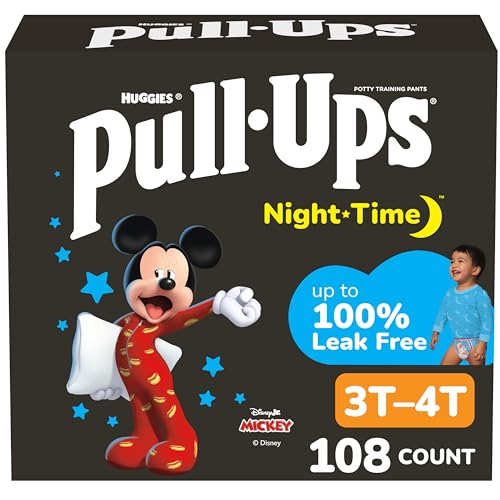 Pull-Ups Boys' Night Time Potty Training Pants, Size 3T-4T Overnight Training Underwear (32-40 lbs), 108 Ct - Image 1