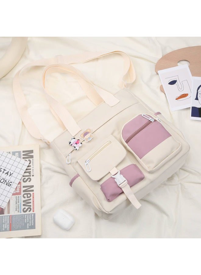 Phaoullzon Crossbody Cute Bag for Teens Kawaii Messenger Purse Nylon Shoulder Bags (Large(could Fit 14" Laptop), Beige1) - Image 2