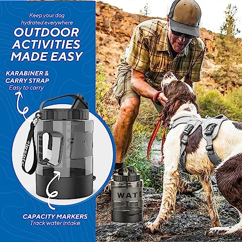 lesotc Portable Dog Travel Water Bottle, 77oz Large Travel Water Bowl for Dogs Camping Hiking Beach Hunting Essentials, Big Pet Bottles Bowl Water Dispenser for On The Go Park Car Walking Accessories - Image 4
