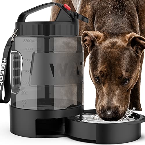 lesotc Portable Dog Travel Water Bottle, 77oz Large Travel Water Bowl for Dogs Camping Hiking Beach Hunting Essentials, Big Pet Bottles Bowl Water Dispenser for On The Go Park Car Walking Accessories - Image 1