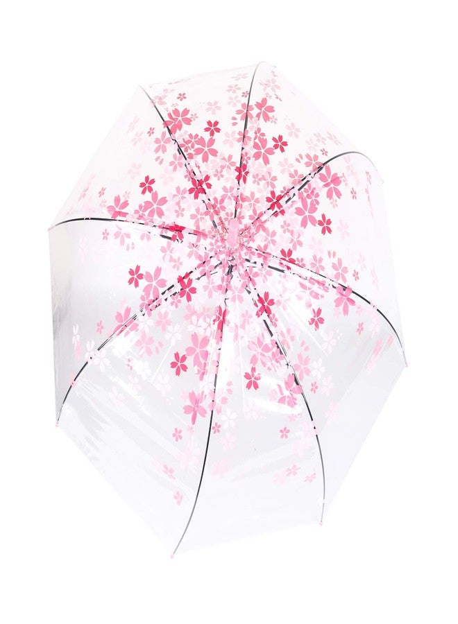 ThreeH Elegant Arch Umbrella Windproof Thick Transparent Cherry Cute Design Romantic Long Handle Rain Umbrella KS11 Pink - Image 2