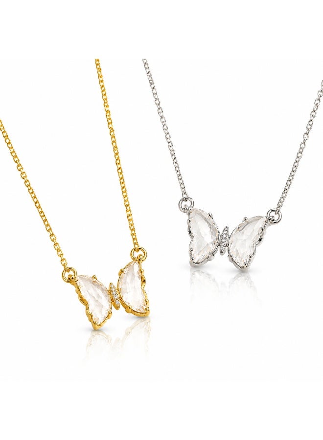 RAFAL Sparkling Zircon Butterfly Pendant Necklace for Women – Elegant Gold-Plated Luxury Dainty Chain, Premium Sophisticated Jewelry Accent for Special Occasions, Birthdays & Luxury Gifting - Image 1