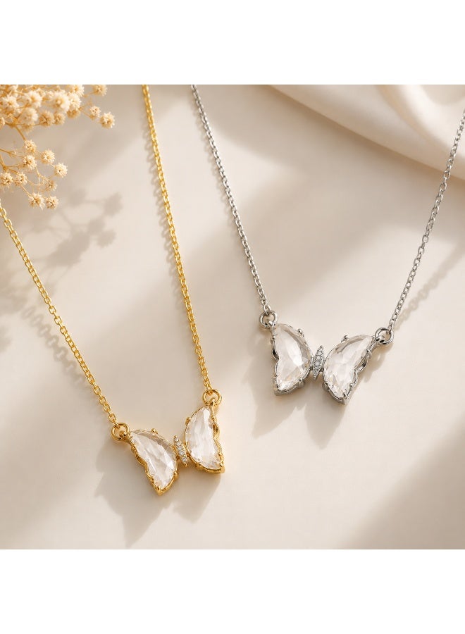 RAFAL Sparkling Zircon Butterfly Pendant Necklace for Women – Elegant Gold-Plated Luxury Dainty Chain, Premium Sophisticated Jewelry Accent for Special Occasions, Birthdays & Luxury Gifting - Image 2