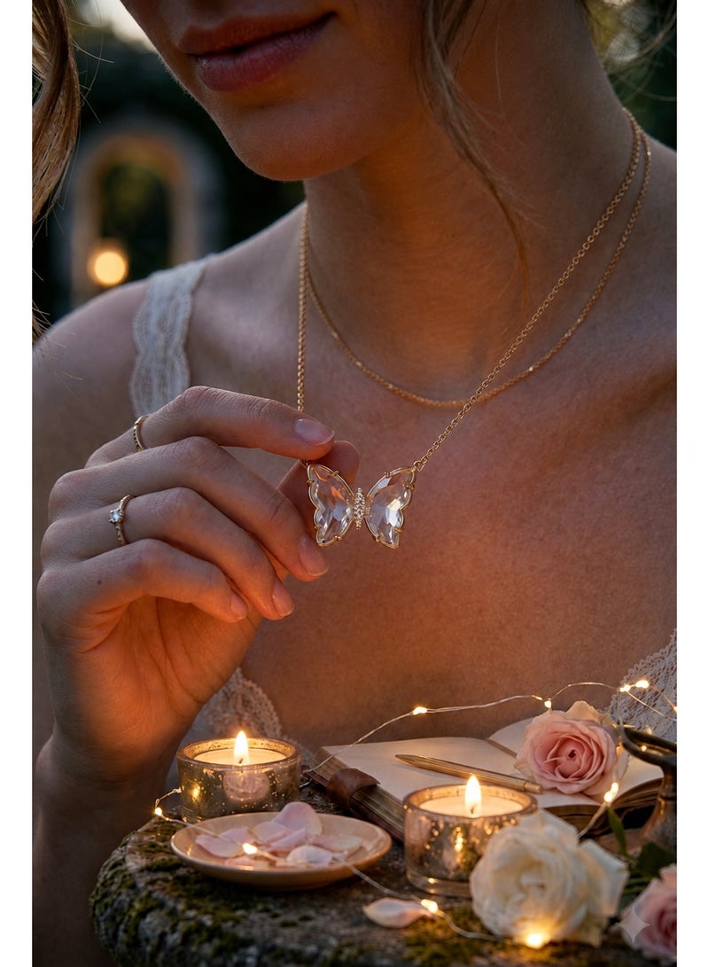 RAFAL Sparkling Zircon Butterfly Pendant Necklace for Women – Elegant Gold-Plated Luxury Dainty Chain, Premium Sophisticated Jewelry Accent for Special Occasions, Birthdays & Luxury Gifting - Image 4