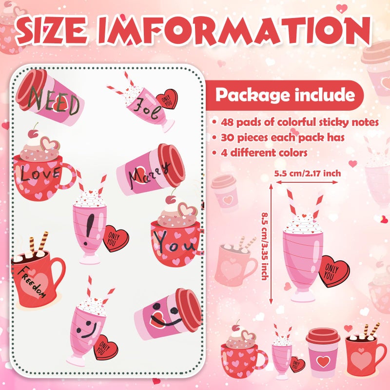 Janlaugh 48 Pads 1440 Sheets Valentines Day Sticky Notes Heart Note Pad Self Adhesive Memo Pads Teachers Appreciation Gifts Cute Gifts - Image 5