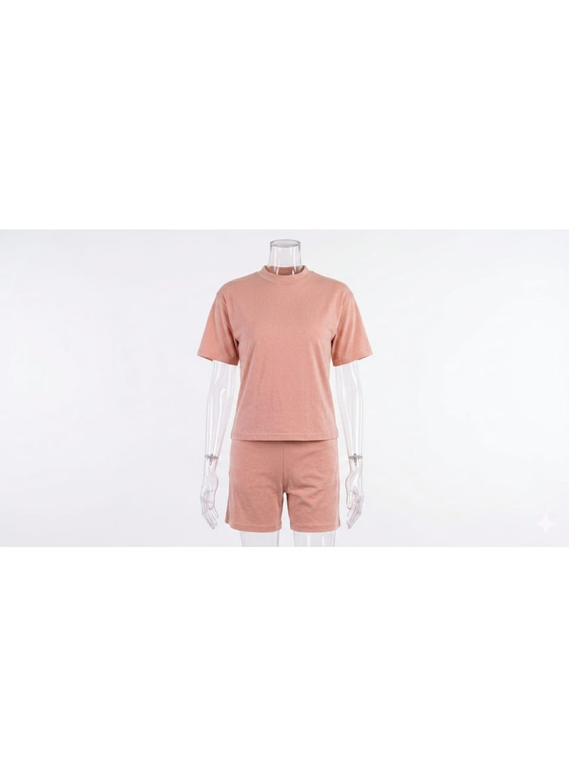 MoBaby Mobi Kids 2-Piece Summer Set Light Rose – T-Shirt & Shorts 100% Cotton for Boys & Girls Age 4-12 - Image 1