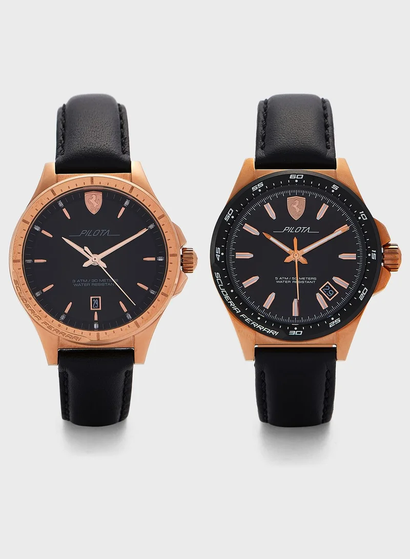 Scuderia Ferrari Couple Analog Watch Gift Set
