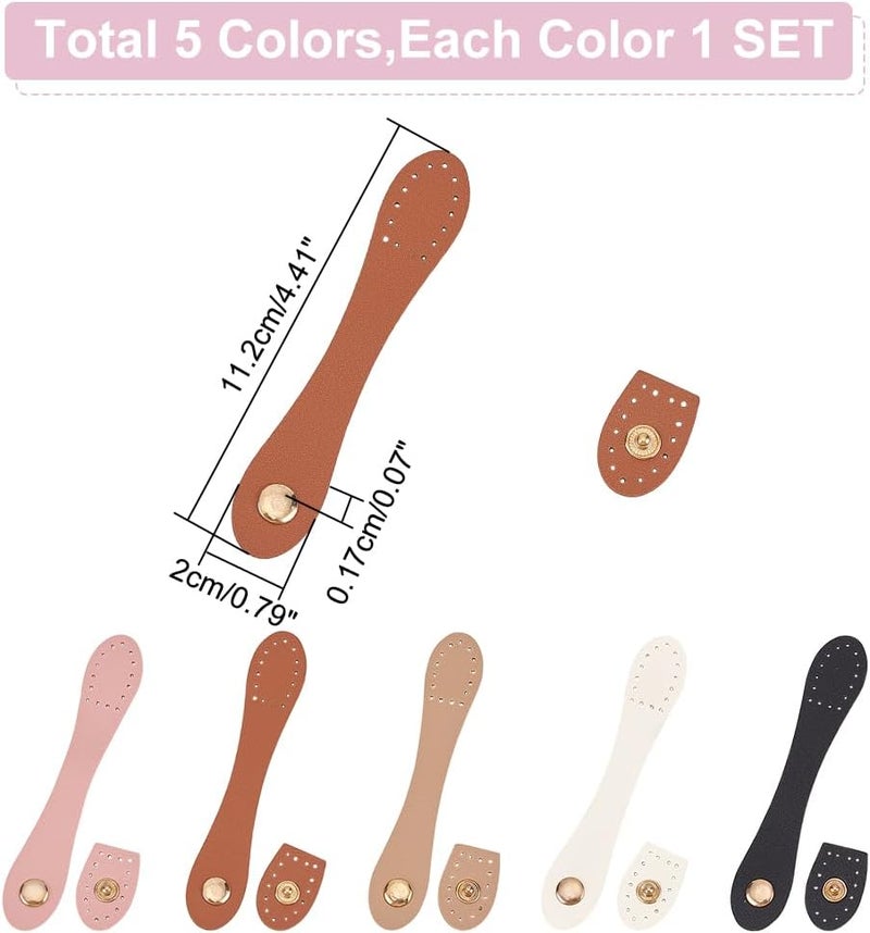 كلاراكو مجموعات من مشابك كبس من جلد البولي يوريثان من كلاركو، 5 ألوان خياطة على أزرار كبس من جلد البولي يوريثان، أزرار كبس يدوية الصنع للحقائب والمحافظ والسترة ودفتر الملاحظات - Image 2
