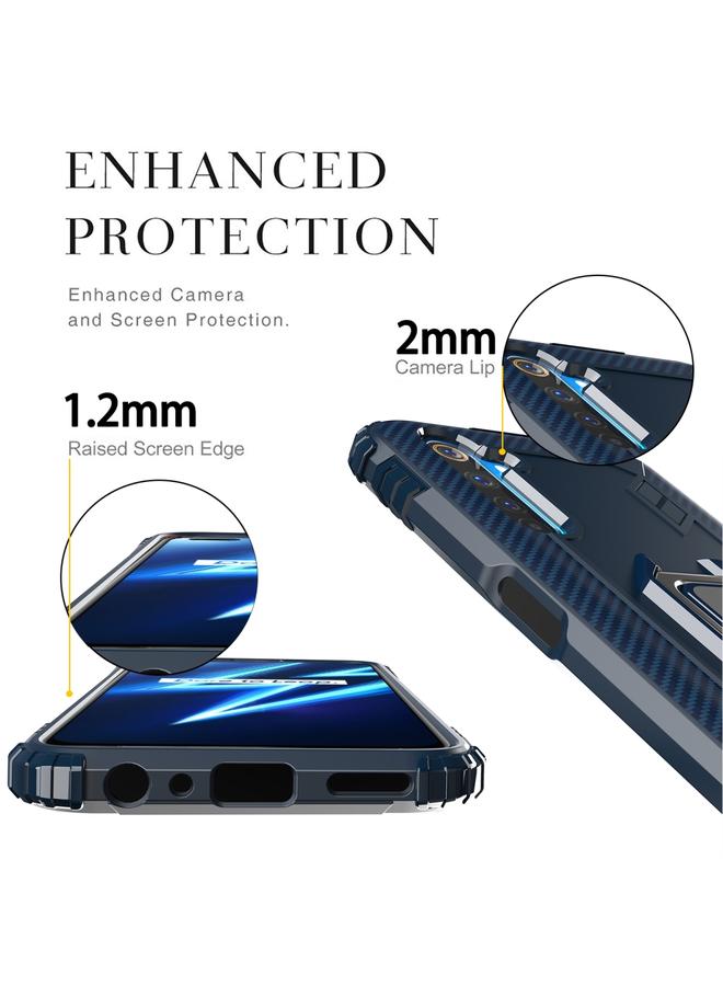 S-TOP Case For OPPO Realme 6 Pro Carbon Fiber Protective Case with 360 Degree Rotating Ring Holder - Image 4