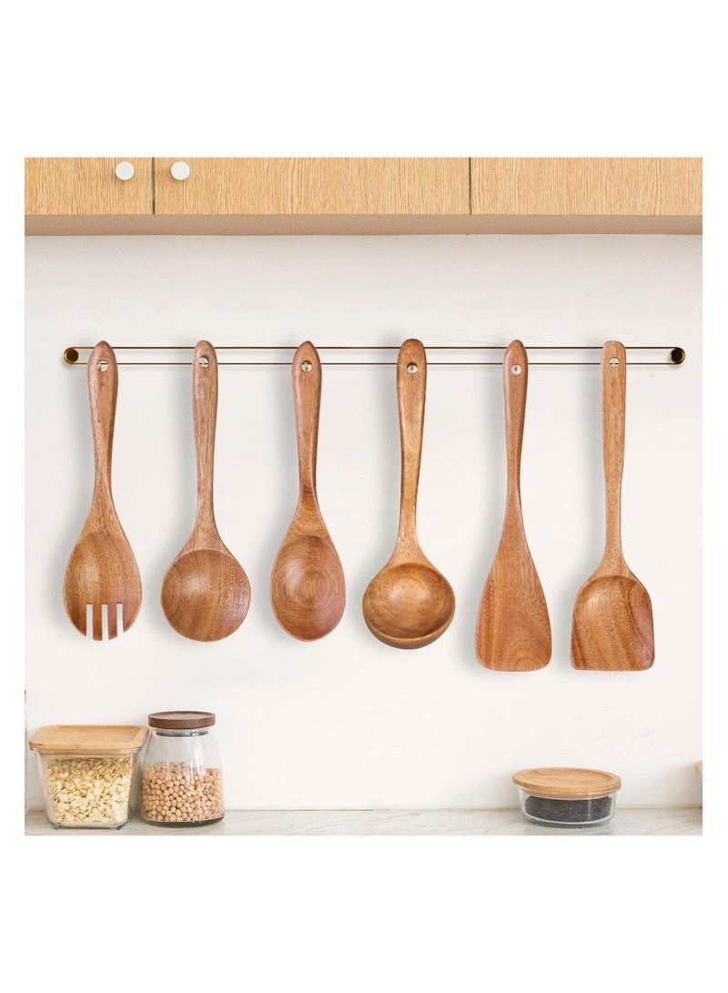 أنمي 6-قطعة ملعقة خشبية ، ملاعق خشب ، أواني خشبية للطبخ خشب الساج الطبيعي أواني المطبخ الخشبية مجموعة - Image 2