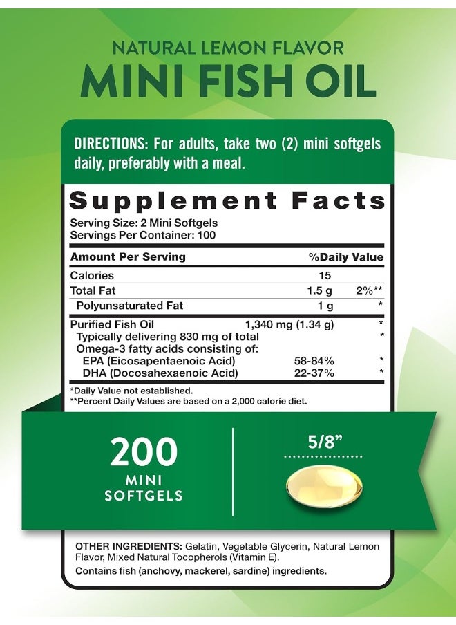 Nature's Truth Nature's Truth Fish Oil Omega 3 | 1340 mg | 200 Mini Softgels | Burpless Lemon Flavor Pills | Non-GMO & Gluten Free Supplement  - Image 2