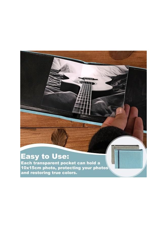 The Bros Small Photo Album, 2 Pcs 6x4 Small DIY Scrapbook Album, with Portable Memory Book with Linen Cover, Holds 100 Portrait, for Slip In Photo Album for Baby, Family, Wedding, Anniversary - Image 4