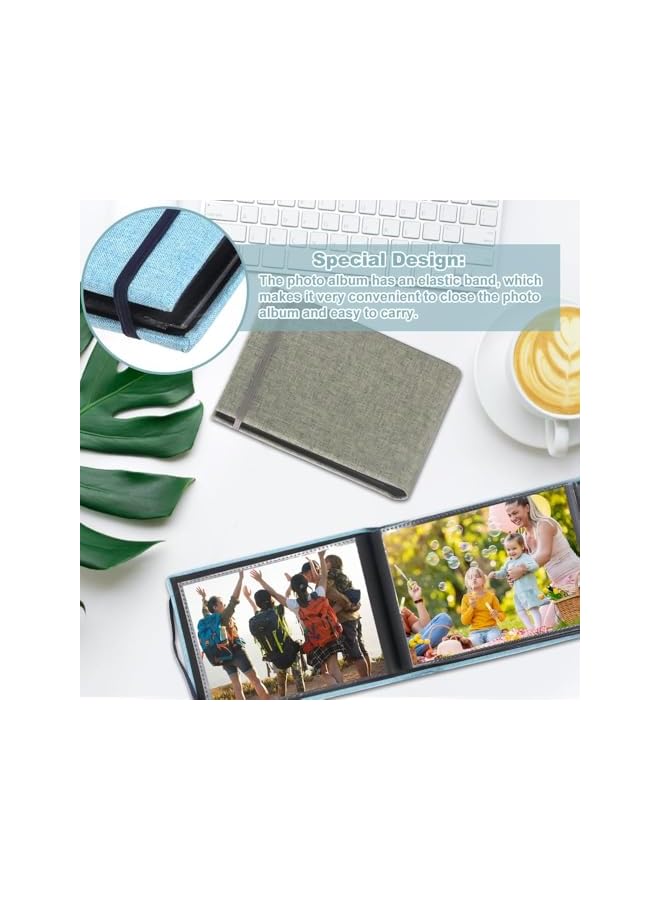 The Bros Small Photo Album, 2 Pcs 6x4 Small DIY Scrapbook Album, with Portable Memory Book with Linen Cover, Holds 100 Portrait, for Slip In Photo Album for Baby, Family, Wedding, Anniversary - Image 5