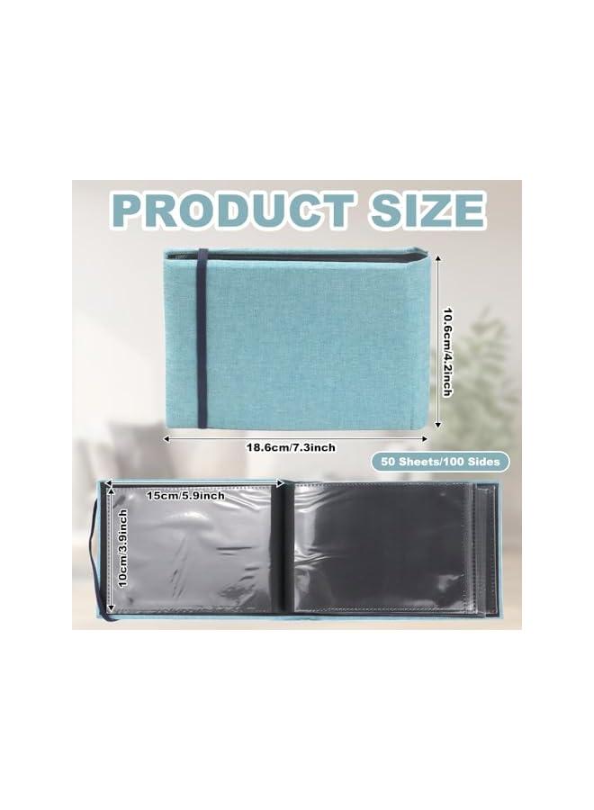 The Bros Small Photo Album, 2 Pcs 6x4 Small DIY Scrapbook Album, with Portable Memory Book with Linen Cover, Holds 100 Portrait, for Slip In Photo Album for Baby, Family, Wedding, Anniversary - Image 2