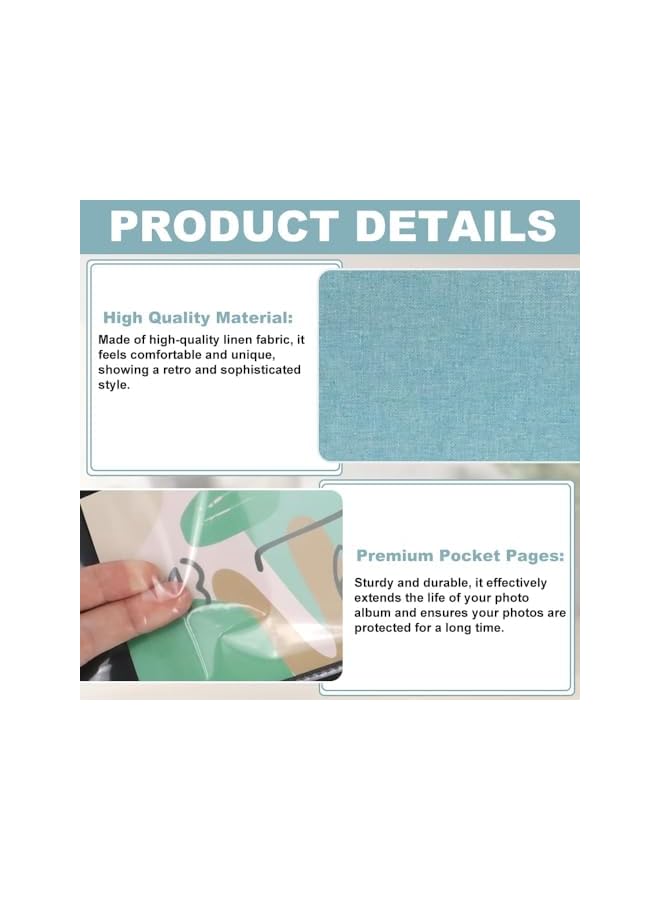 The Bros Small Photo Album, 2 Pcs 6x4 Small DIY Scrapbook Album, with Portable Memory Book with Linen Cover, Holds 100 Portrait, for Slip In Photo Album for Baby, Family, Wedding, Anniversary - Image 3
