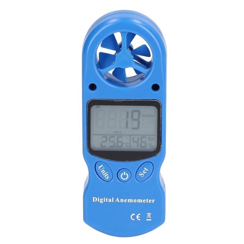 مقياس سرعة الرياح الرقمي المحمول من ABS باللون الأزرق لأعمال الهواء الطلق - Image 4