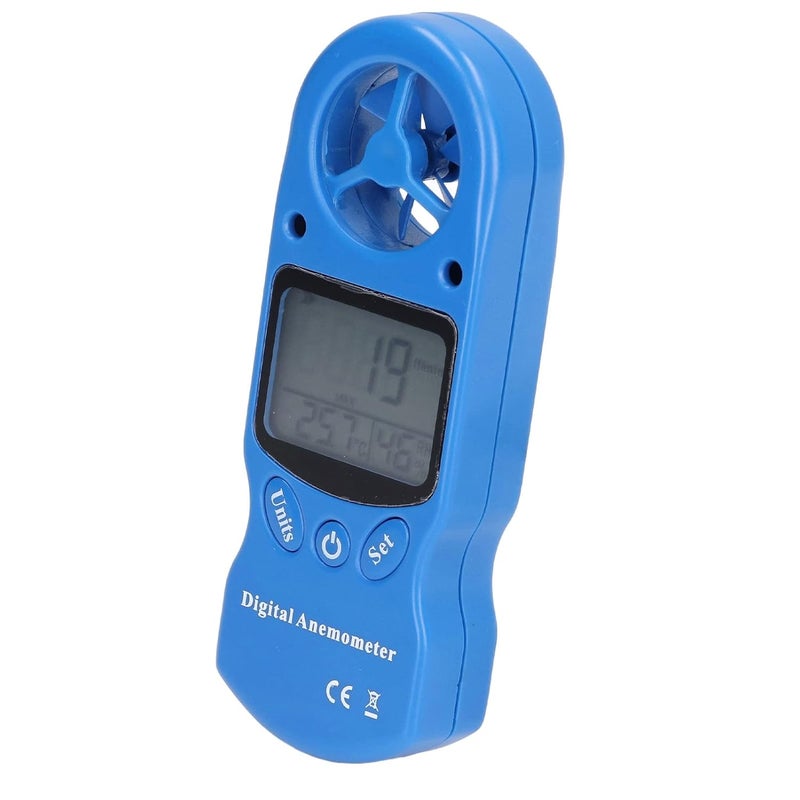 مقياس سرعة الرياح الرقمي المحمول من ABS باللون الأزرق لأعمال الهواء الطلق - Image 3