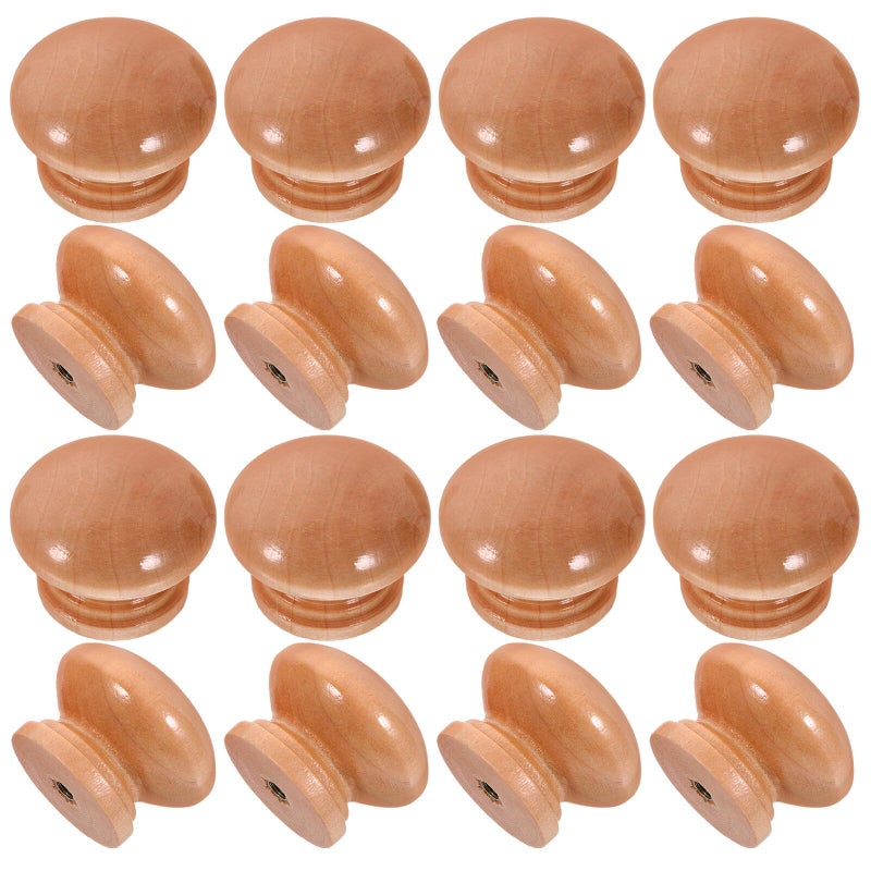 Natural Wood Color Cabinet Knobs Drawer Pull Handles 3 6cm X 2 6cm Single Hole Pack Of 20 - Image 2