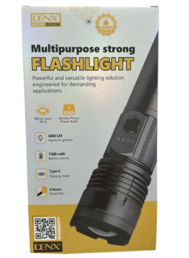 دينكس مصباح يدوي قوي DX2330 من دينكس 3000 لومن سعة البطارية 7500 ميلي امبير في الساعة - Image 2