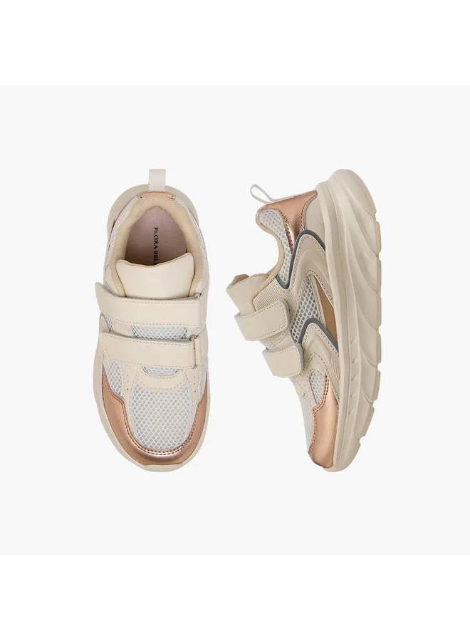 Flora Bella By Shoexpress Girls Panelled Sneakers with Hook and Loop Closure