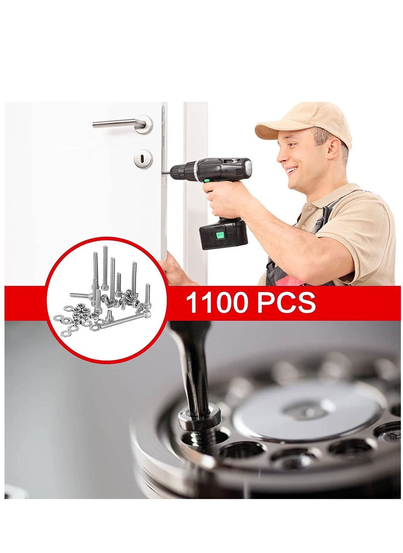 Excefore - 1110pcs M3 Stainless Steel Screws Bolts Nuts Lock and Flat Gasket Washers Assortment Kit, Precise Metric Set, with 1Piece Hex Keys for Free, included Tool Box - Image 1
