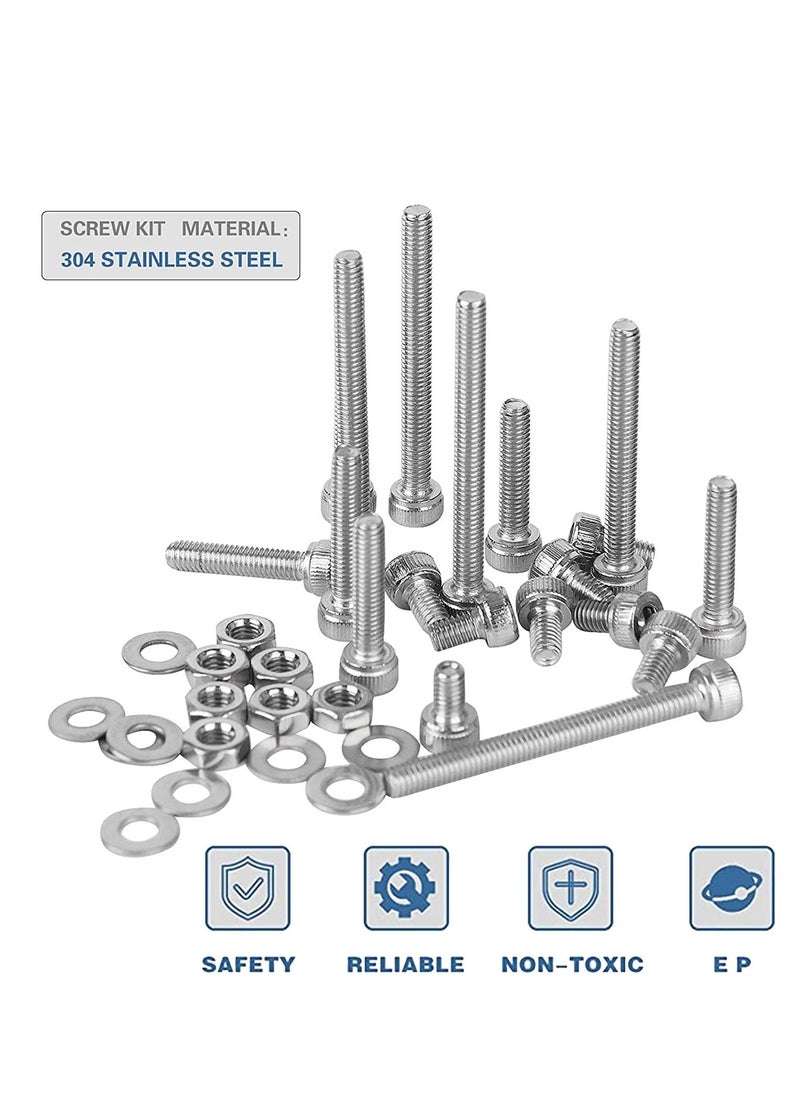 Excefore - 1110pcs M3 Stainless Steel Screws Bolts Nuts Lock and Flat Gasket Washers Assortment Kit, Precise Metric Set, with 1Piece Hex Keys for Free, included Tool Box - Image 1