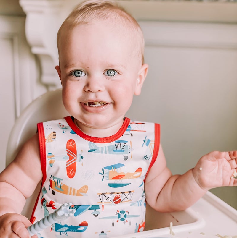 BapronBaby Retro Airplanes Bapron - No Neck Tie Safer Bib for Baby & Toddler - Soft Waterproof Stain Resistant - Machine Washable - Sz Baby/Toddler 6m-3T - Image 5