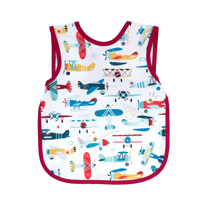 BapronBaby Retro Airplanes Bapron - No Neck Tie Safer Bib for Baby & Toddler - Soft Waterproof Stain Resistant - Machine Washable - Sz Baby/Toddler 6m-3T - Image 1