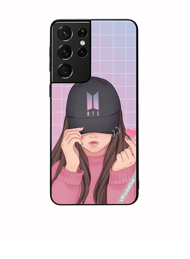 VR CREATIVE Protective Case Cover For Samsung Galaxy S21 Ultra 5G Bts Cap Girl Design Multicolour - Image 1
