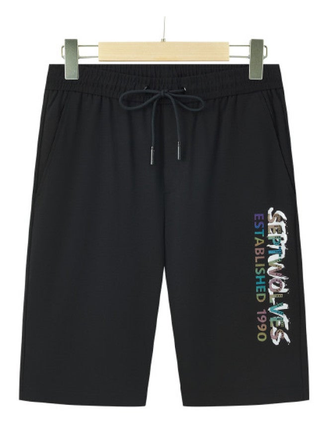 Septwolves Blended Fabric, Comfortable And Stylish】men's Casual Print Knitted Drawstring Shorts For Spring And Summer - Image 1