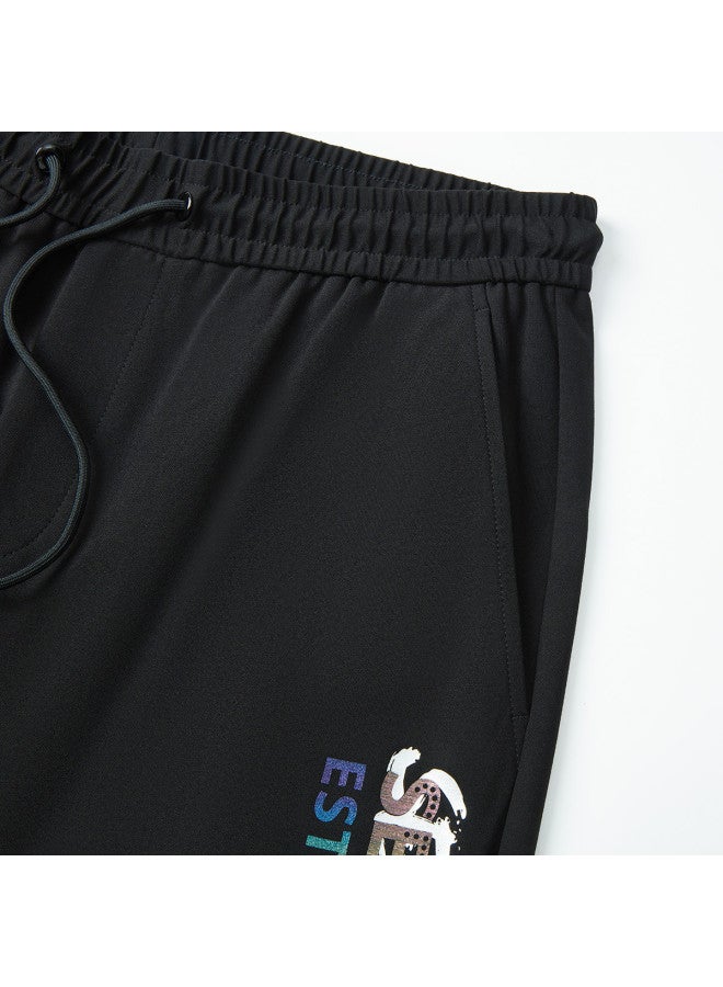 Septwolves Blended Fabric, Comfortable And Stylish】men's Casual Print Knitted Drawstring Shorts For Spring And Summer - Image 4