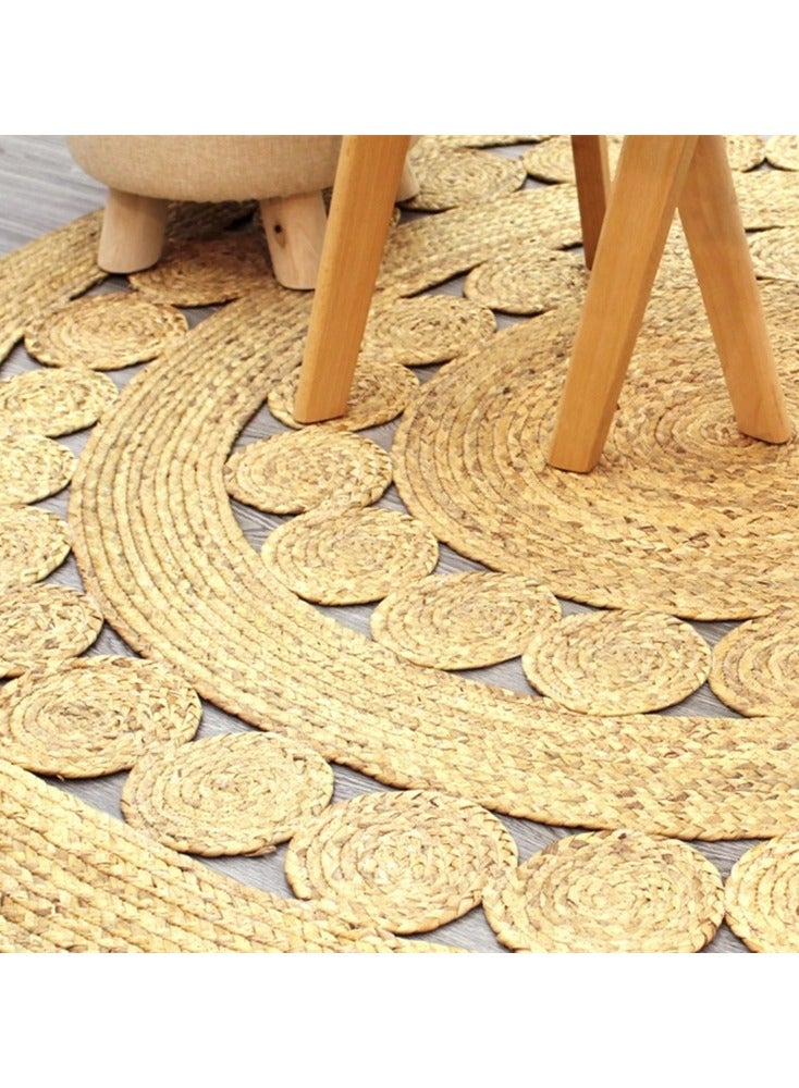 لينجوي سجادة من الجوت الطبيعي، سجادة منسوجة يدويًا، سجادة أرضية، سجادة دائرية طبيعية من الأعشاب البحرية - Image 5
