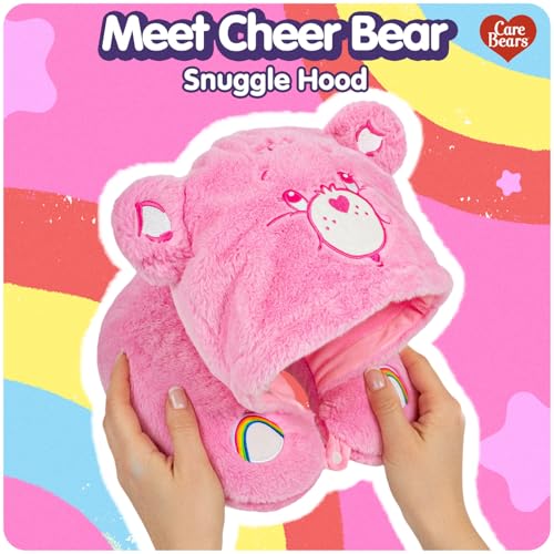 Care Bears Cheer Bear Snuggle Hood Travel Pillow with Hood Soft Plush Neck Support Lightweight Comfortable and Breathable Airplane Care and Train Travel Pink - Image 3
