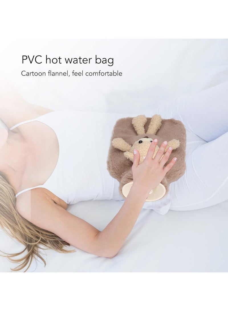 general Hot water bottle with cute stuffed animal cover, multifunctional 1000ml capacity wide mouth warm water bottle, cute cartoon bear home office hot water bottle - Image 5