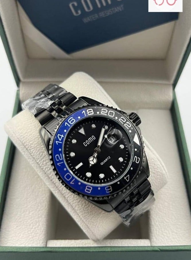 Como Pepsi men's wristwatch - water resistant, modern and high quality, black strap with black dial - Image 1