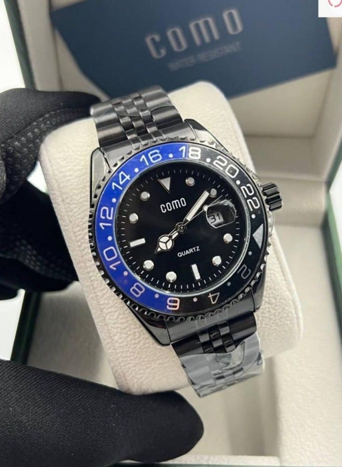 Como Pepsi men's wristwatch - water resistant, modern and high quality, black strap with black dial - Image 2