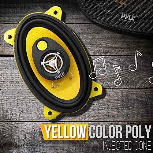 Pyle Car Three-Way Speaker System-Pro 4x6Inch 180W 4Ohm Mid Tweeter Component Audio Sound Speakers For Car Stereo w/30Oz Magnet Structure, 2” Mount Depth Fits Standard OEM-PLG46.3 (Pair),Black/Yellow - Image 4