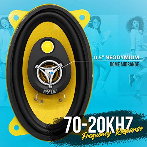 Pyle Car Three-Way Speaker System-Pro 4x6Inch 180W 4Ohm Mid Tweeter Component Audio Sound Speakers For Car Stereo w/30Oz Magnet Structure, 2” Mount Depth Fits Standard OEM-PLG46.3 (Pair),Black/Yellow - Image 5