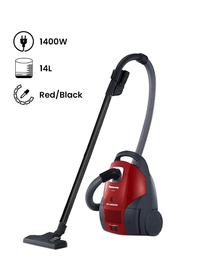 Panasonic Vacuum Cleaner With 4L Dust Bag 1400W 14 L 1400 W MC-CG520R747 Red/Black - Image 1