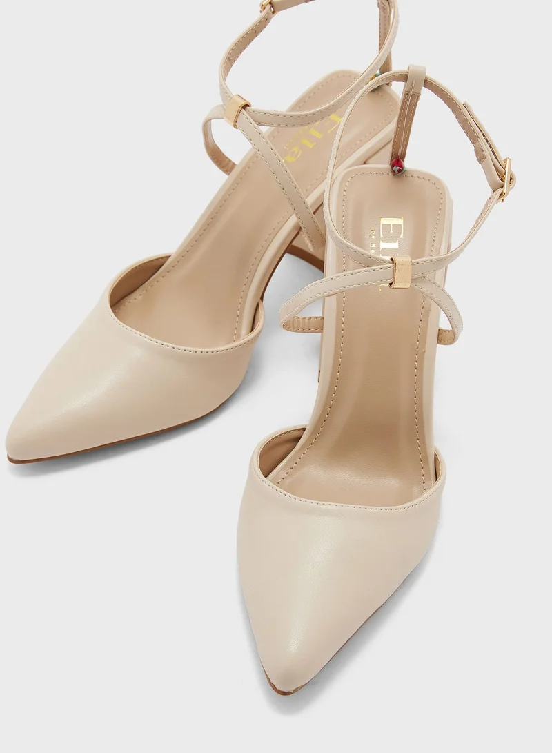 ELLA Ankle Strap Block Heel Pumps